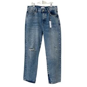 Betro Simone High Waist Straight Leg Button Fly Rip Knee Jean Women Size 31 New!